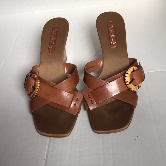 Brown Leather Square Toe Sandals - Picture 1 of 4
